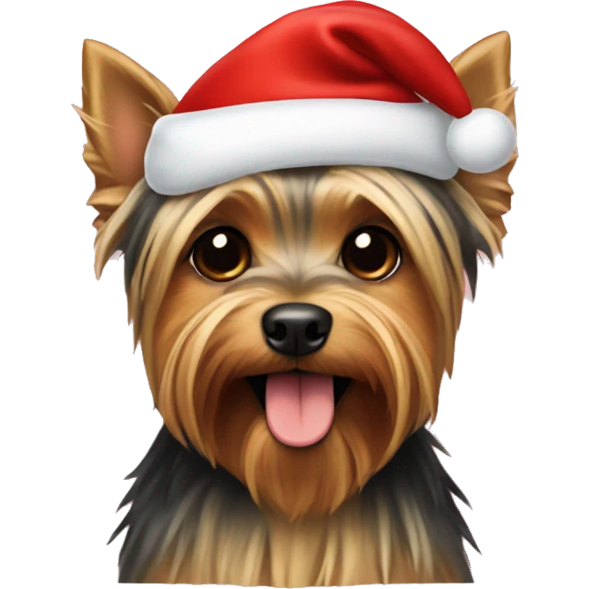 Yorkshire terrier in Santa hat emoji
