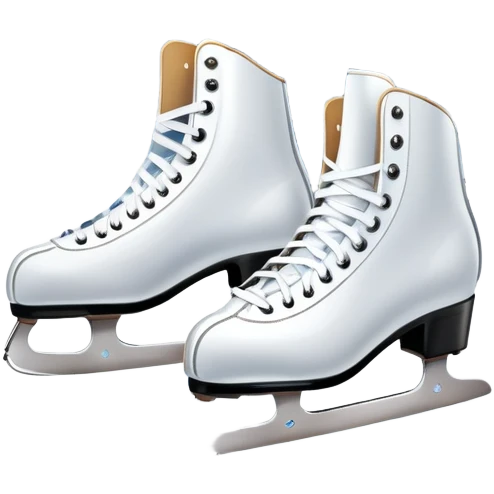 An icon featuring a pair of elegant figure skates resting on scratched, worn ice. In the background, cheering spectators fill the stands of a grand stadium, creating a vibrant atmosphere. Transparent background highlights the essence of figure skating performance emoji