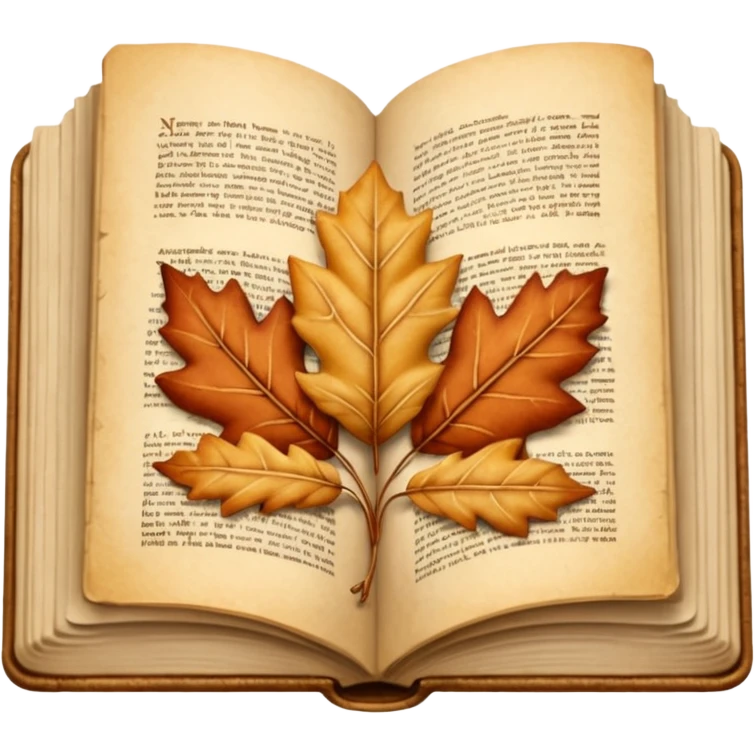 beige autumn open book with leaves on it emoji