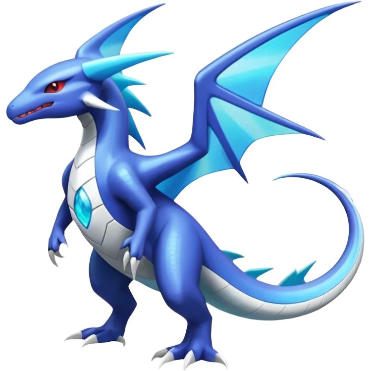 Shiny Colorful Exotic Futuristic Latios-Latias-Salamence-Salandit-Zekrom-Dialga-Amaura-Palkia-fusion-Fakémon-Pokémon-creature (Full body) emoji