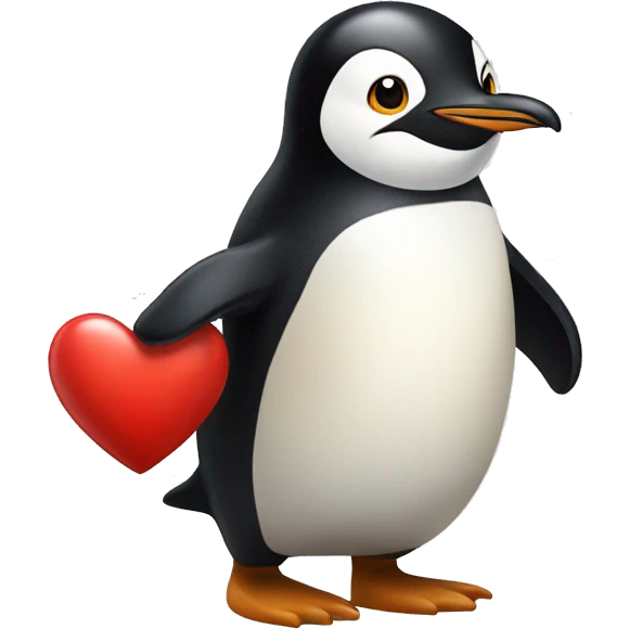 pinguin carrying a red heart emoji