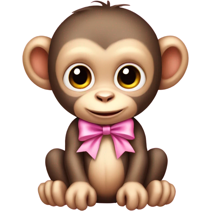 cute baby monkey with a pink bow by the ear emoji