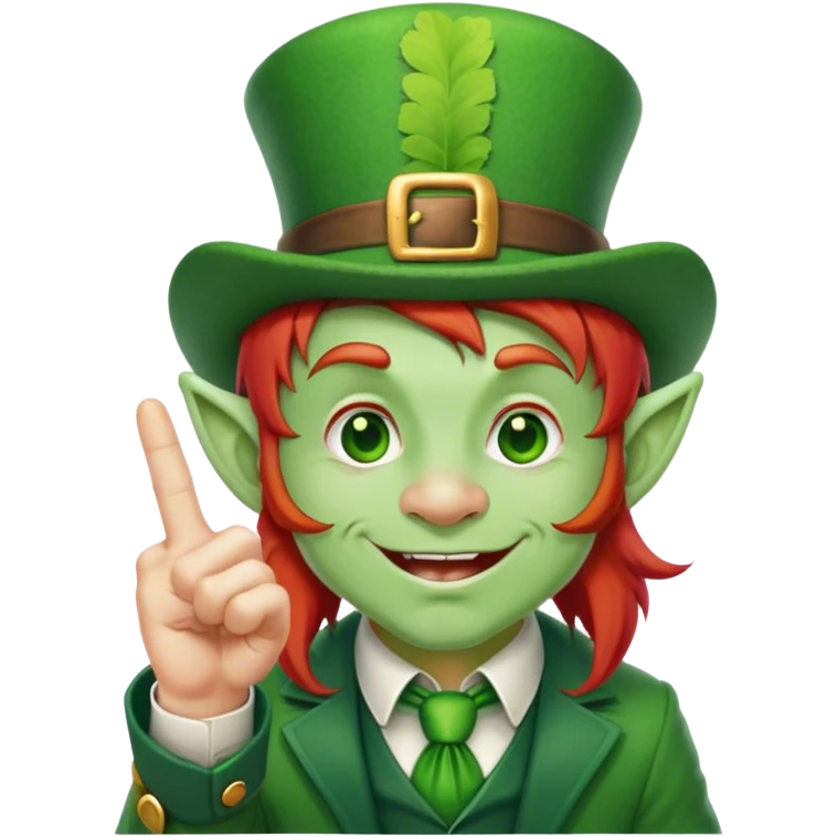 Leprechaun with middle finger emoji