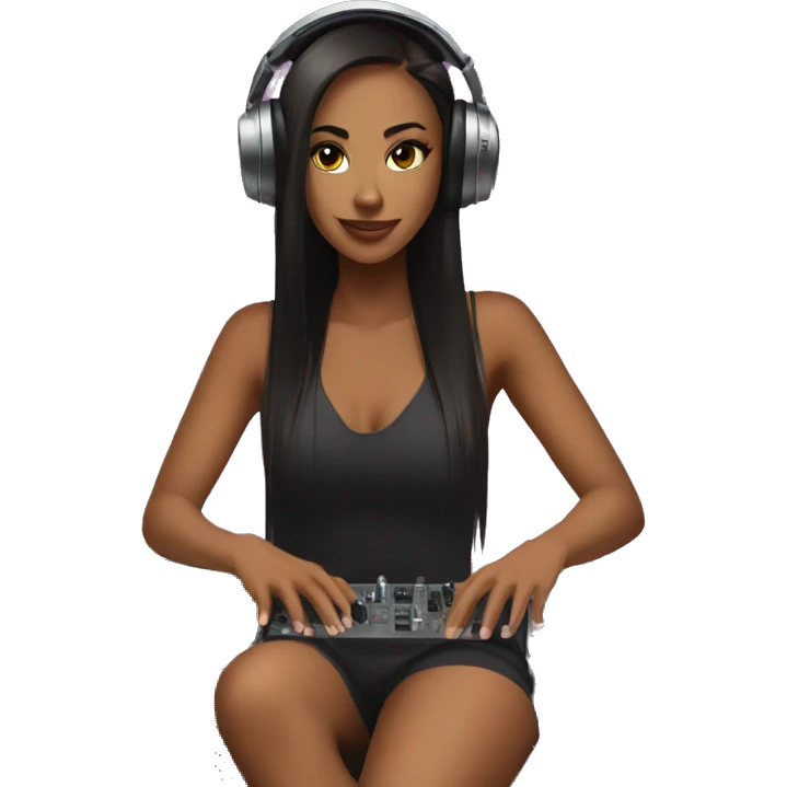 while girl electro dj on turntables emoji