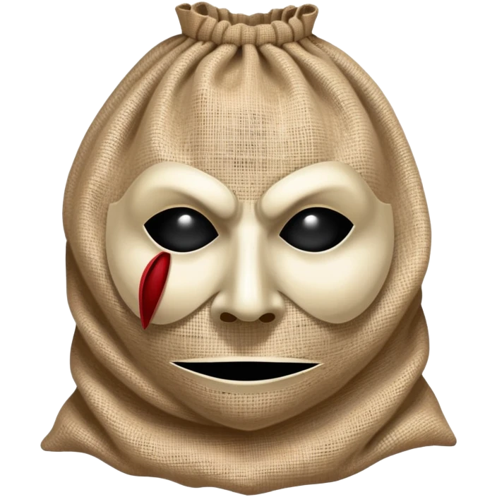 horror movie villain with burlap sack mask with one eyehole emoji