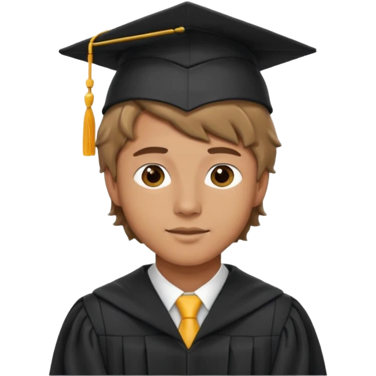 male graduate with tan skin, short wavy hair emoji