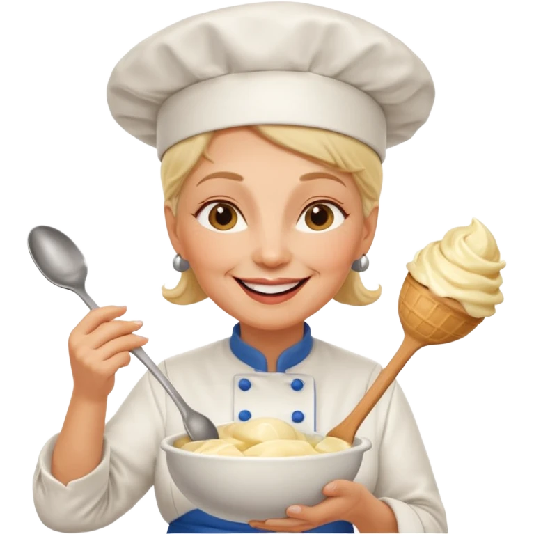 Old femaleChef trying multiple scoops of gelato emoji