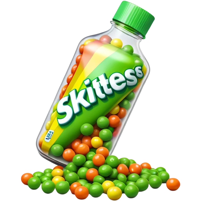 Ultra minimalist Skittles package with all green candy pieces spilling out emoji
