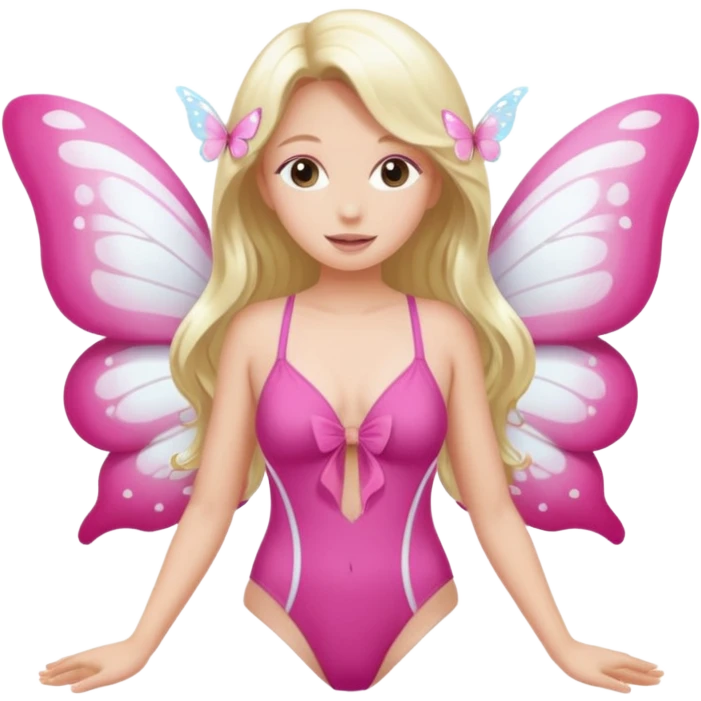 Mommy Pink Swimsuit White Butterfly Wings emoji