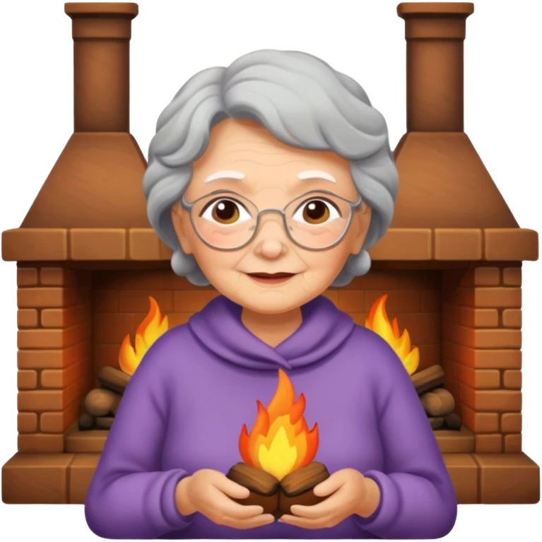 Grandma cozy by the fireplace  emoji