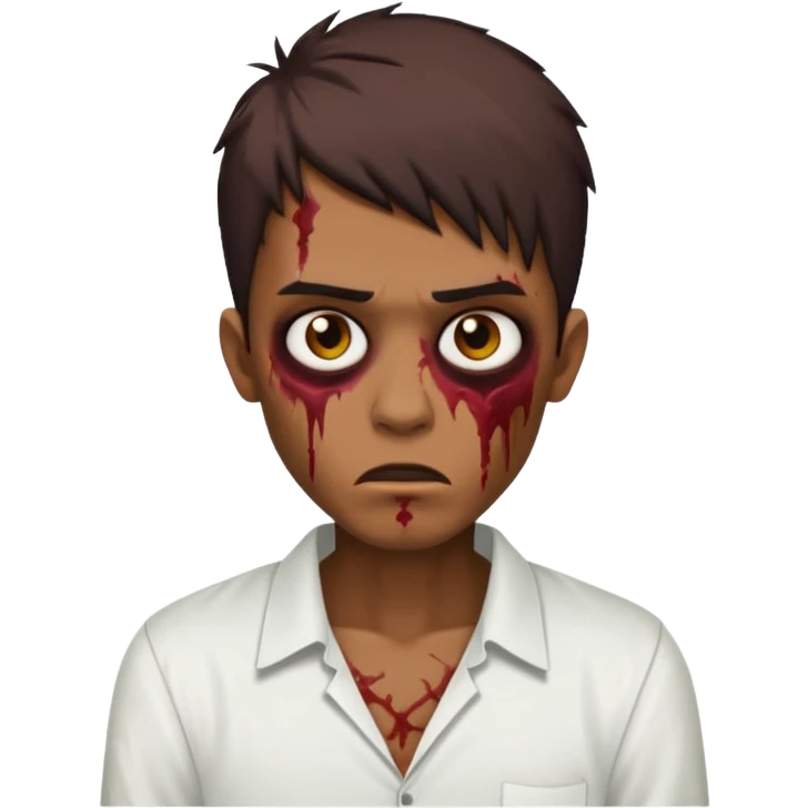 a zombie bronw emo man hard opium with white shirt emoji