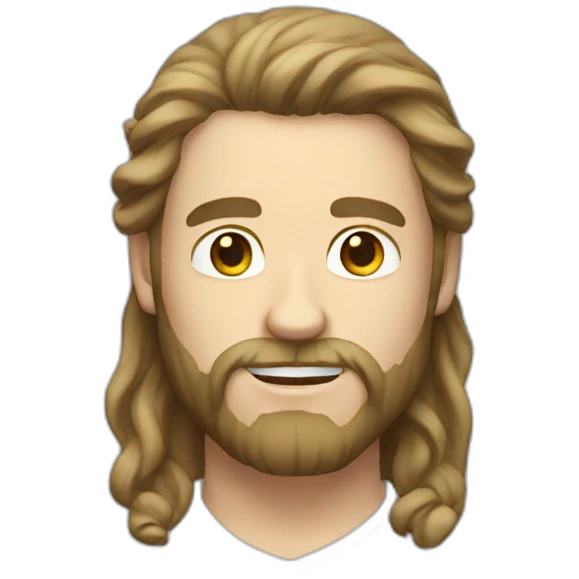 White skin man with beard and long hair  emoji