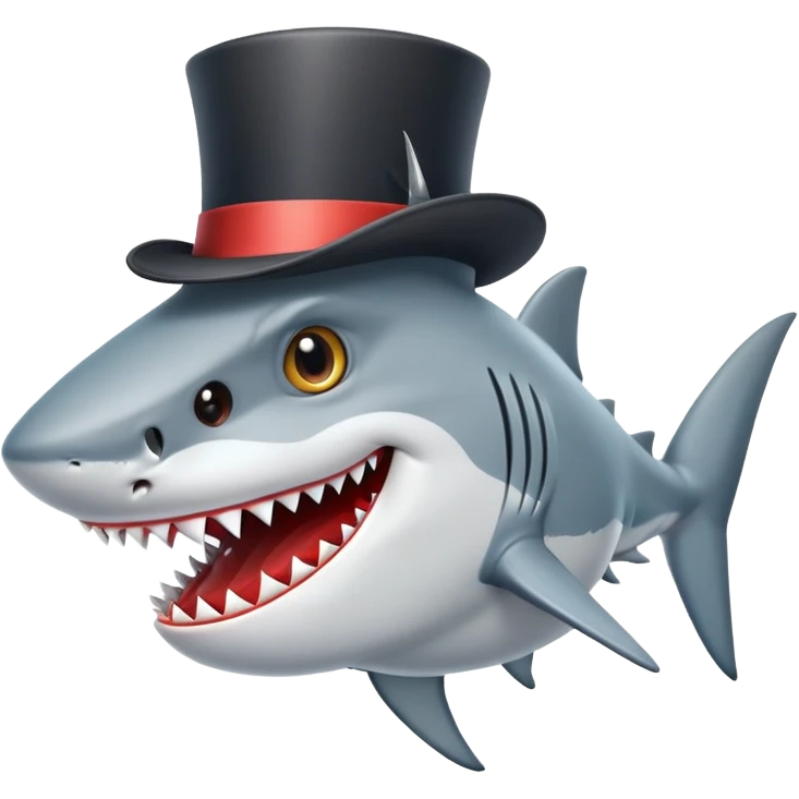 Shark with a top hat emoji