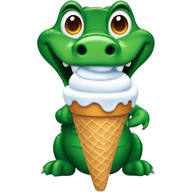 Alligator eating ice cream cone emoji