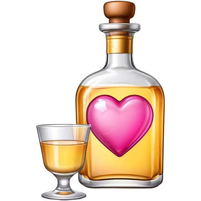 Tequila bottle with a pink heart emoji