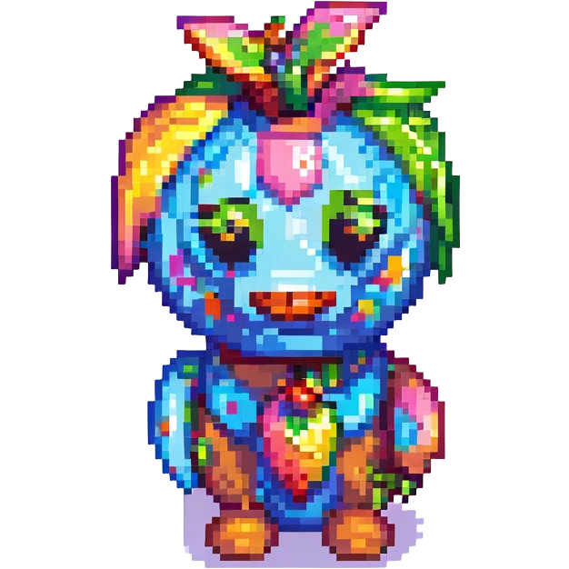 vibrant stylized colorful party pinata sprite for 2D fruit ninja game, pixel art style, matching previous fruit style emoji