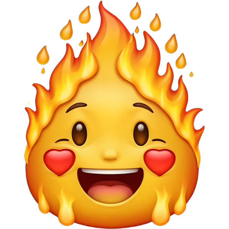 Generate an emoji that is on fire, laughing, crying, and melting at the same time. emoji