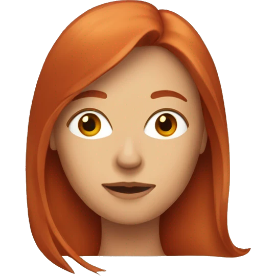 An emoji of a woman with long, straight red hair and a thin, elongated face emoji