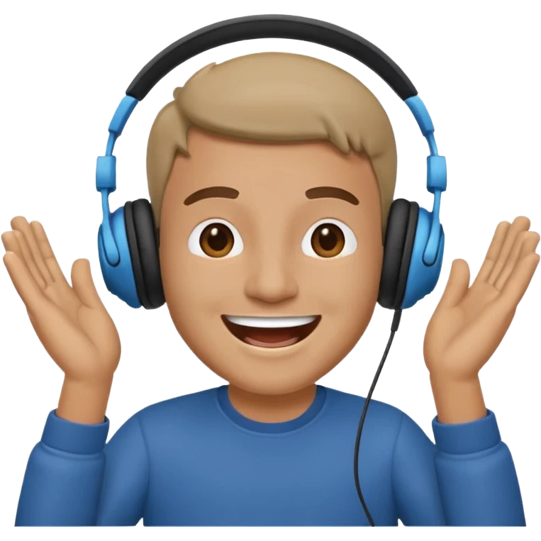 happy guy listening and chanting to music on a headphone emoji