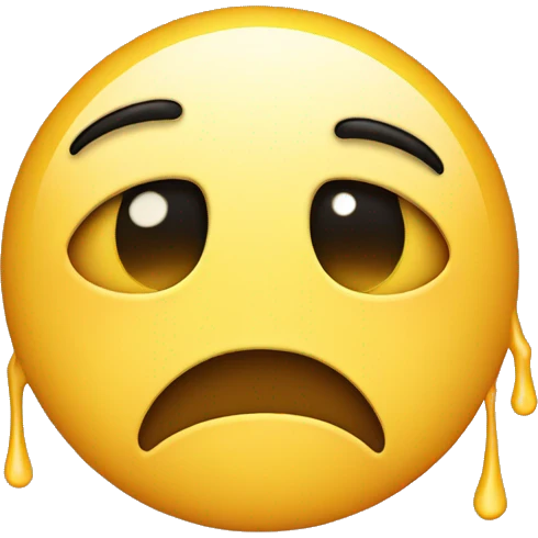 crying emoji with a smile but tired eys emoji
