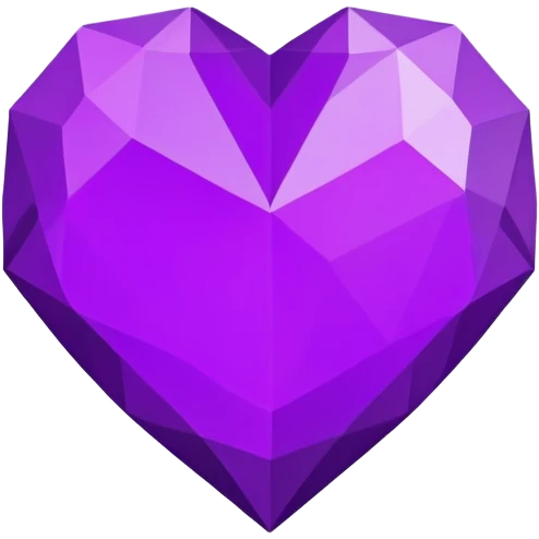 Polygonal purple heart, flat, heart with corners emoji