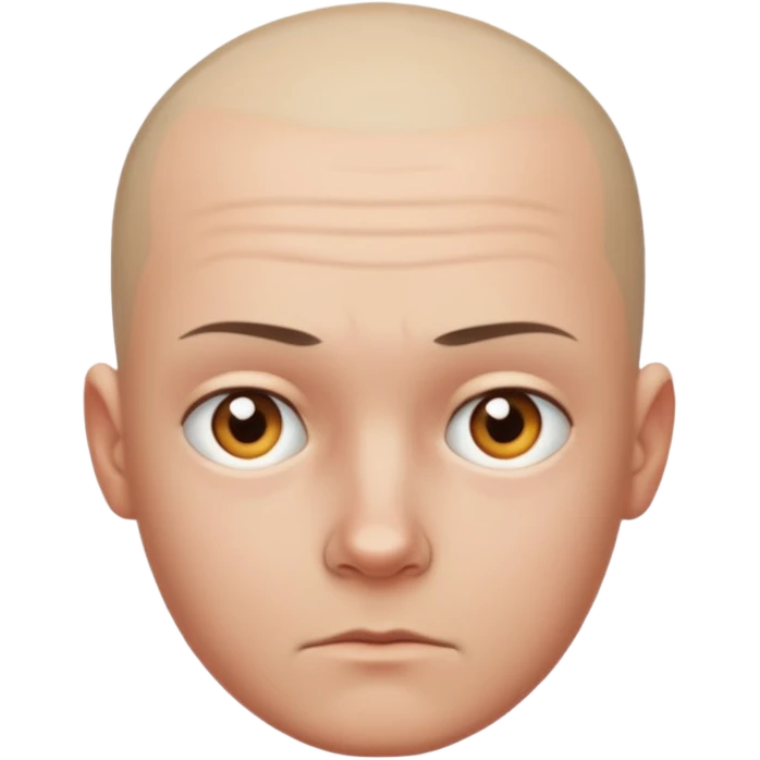 white person with a shaved head, serious expression emoji