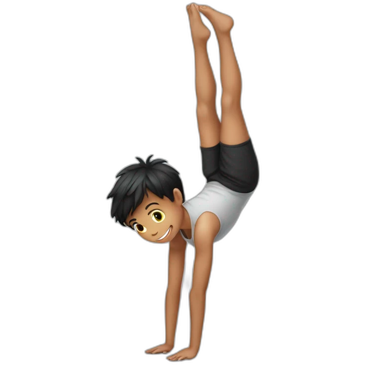 boy in handstand with black short emoji