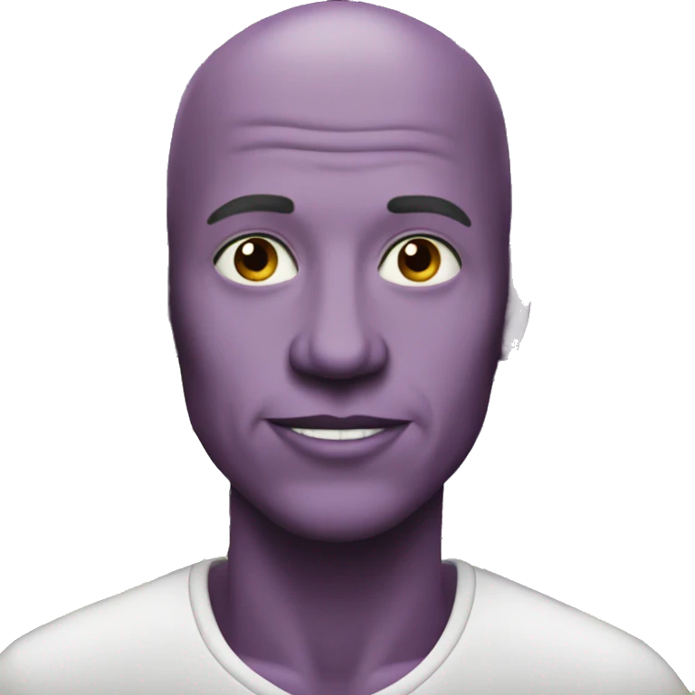 a bald man with purple skin eating a bunch of grapes emoji