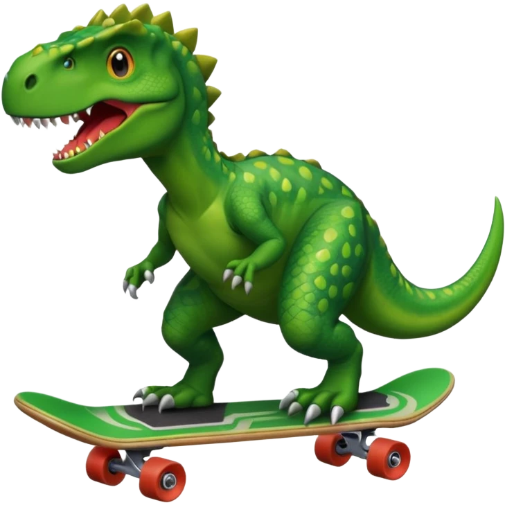 Dinosaur on a skateboard emoji
