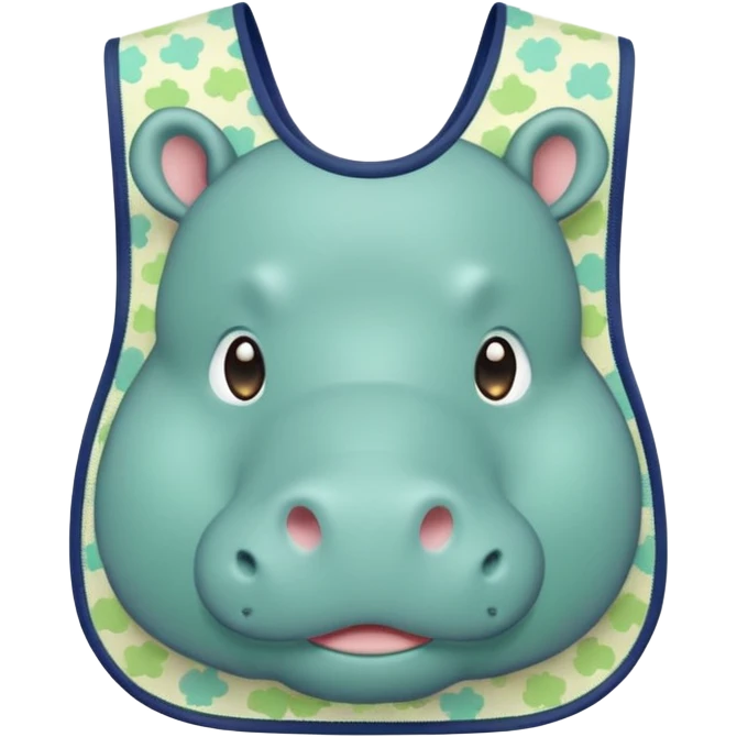 Green bib cute hippo pattern emoji