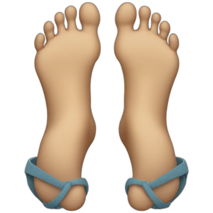 Two feet clasp together with interlocked toes emoji