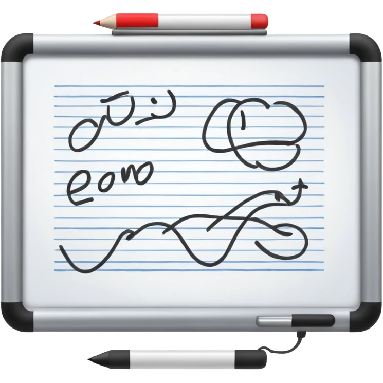 Whiteboard with wobbly lines indicating written notes emoji