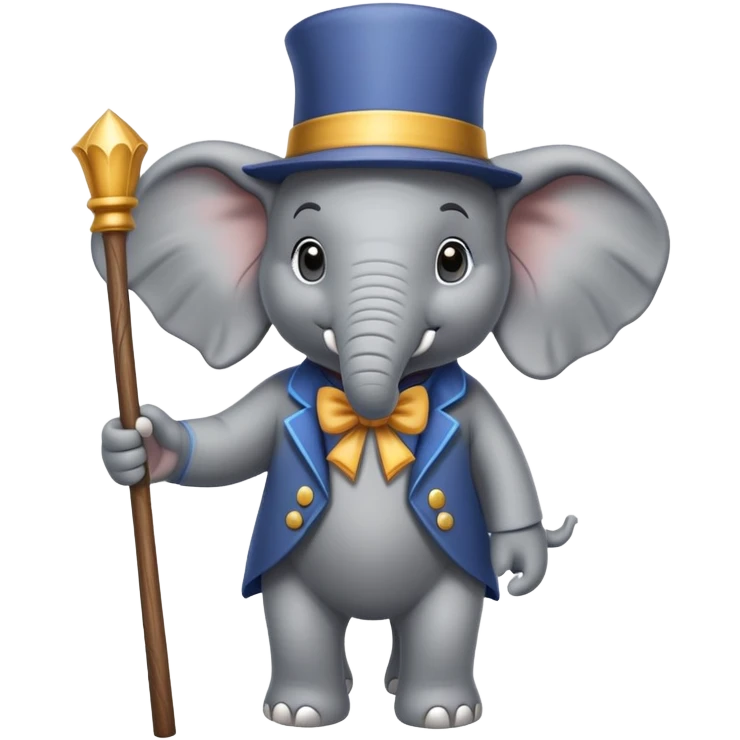 elephant wearing magician cap and having a stick in his hand  emoji