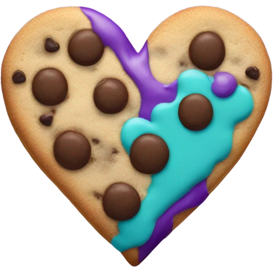 Purple teal chocolate chip heart cookie emoji