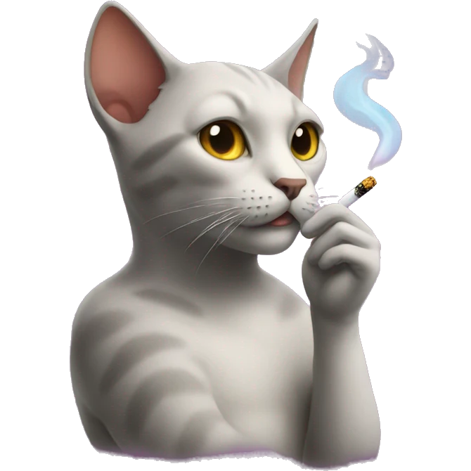 Cat lights cigarette  emoji