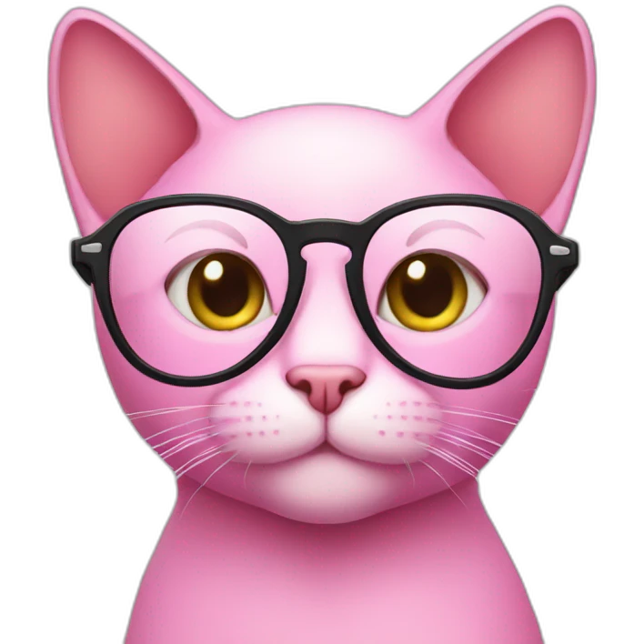pink cat in glasses emoji