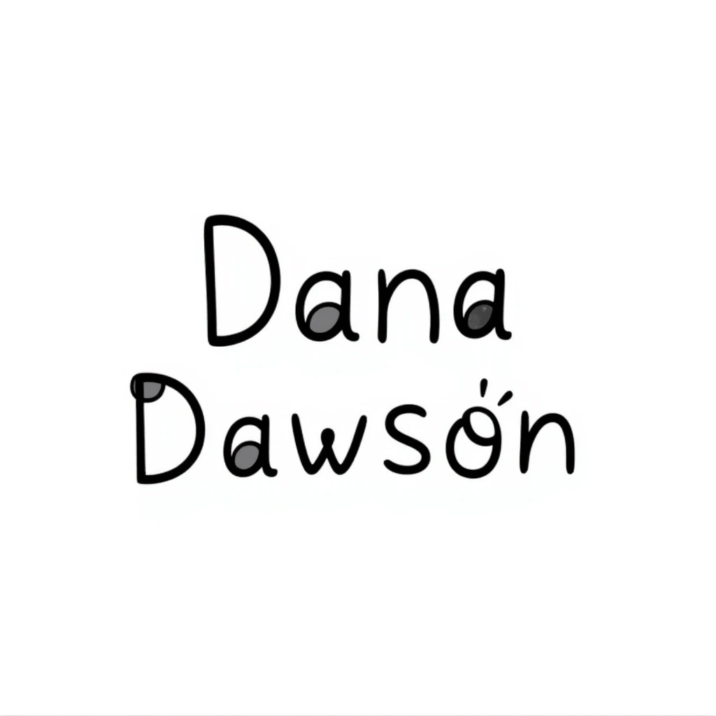 'Dana Dawson' name in a playful and informal hand-drawn doodle style emoji