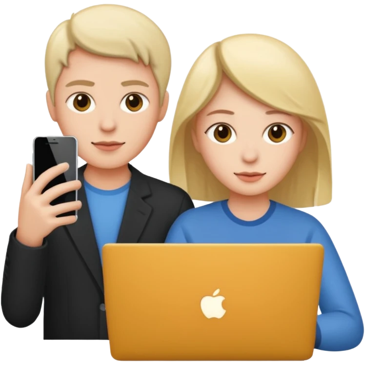 one with lap top one with phone emoji