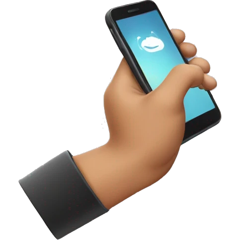 a hand with cellphone emoji