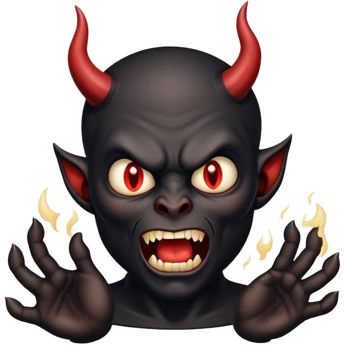 Black devil throwing up emoji