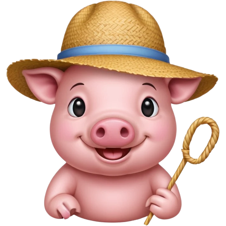 Farmer Pig – pink pig wearing straw hat and smiling emoji
