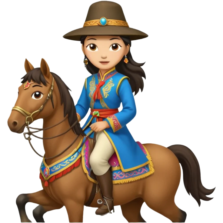mongolian woman on horse emoji