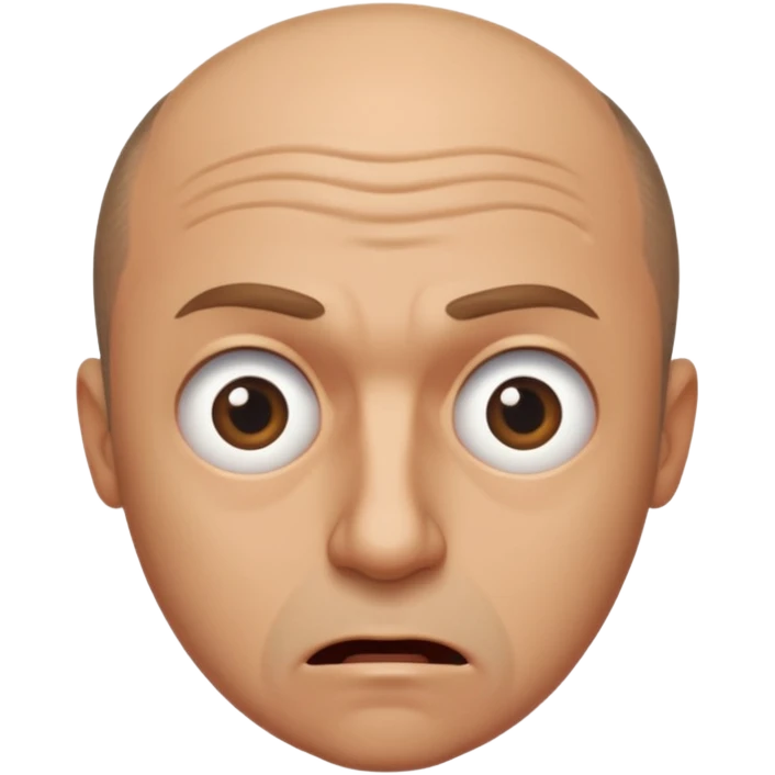 balding man in fisheye lense stressing out emoji