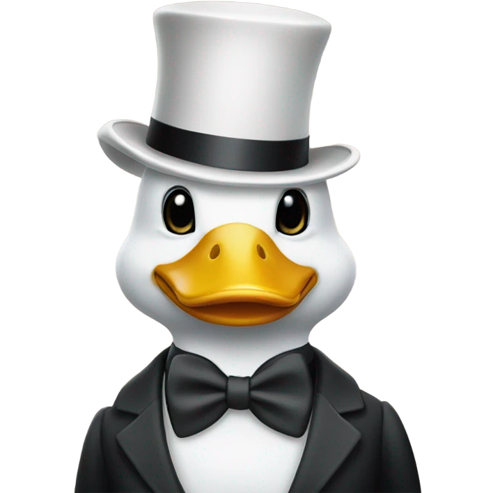 White Duck wearing a top hat and suit emoji