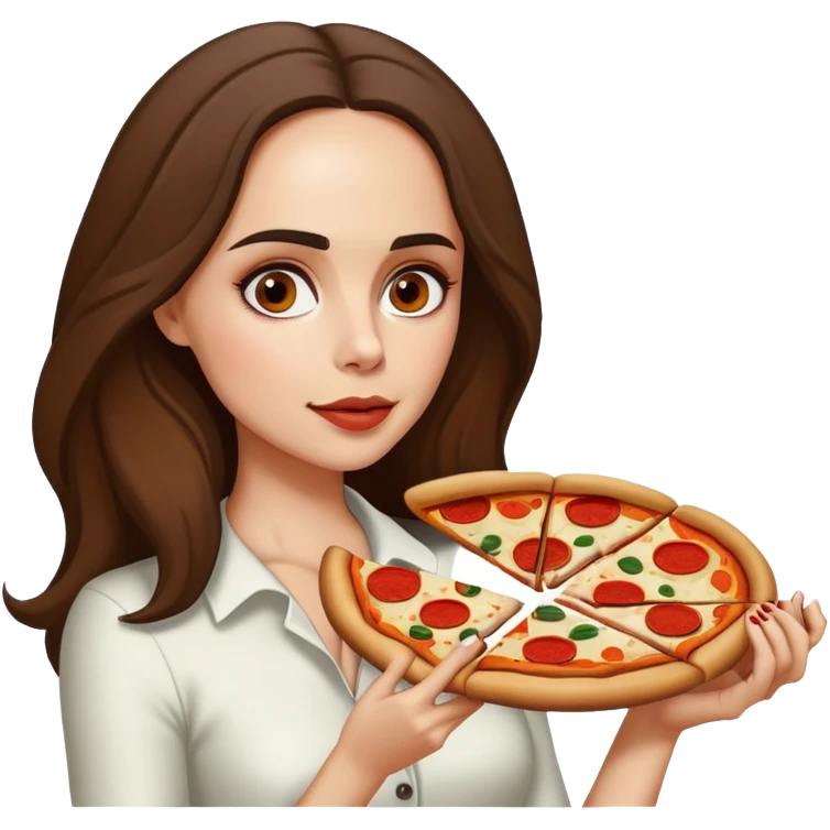 Eliza Dushku eats pizza emoji