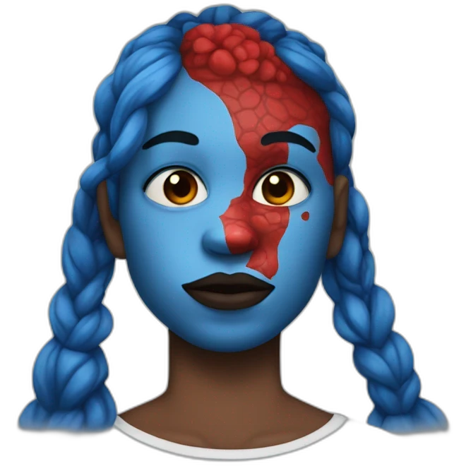 A blue skin person who has red tattoo on his lips emoji