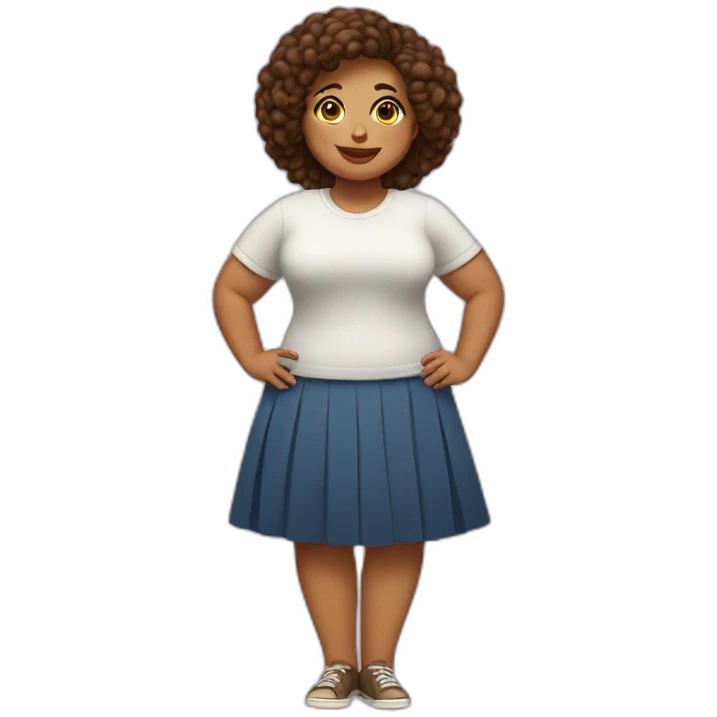 Full body Curvy girl in skirt lifts her leg emoji