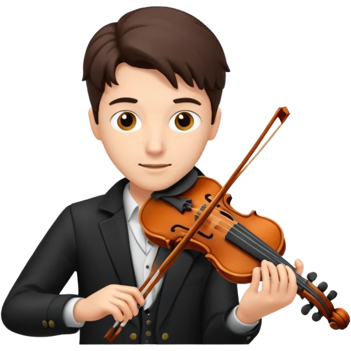 musician playing violin, focused and passionate emoji