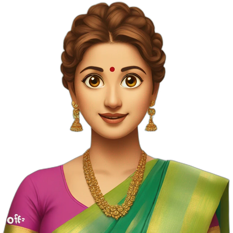 a TOK face of nayanthara with binthi in saree emoji