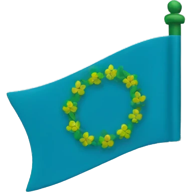 Blue flag with a green wreath emoji